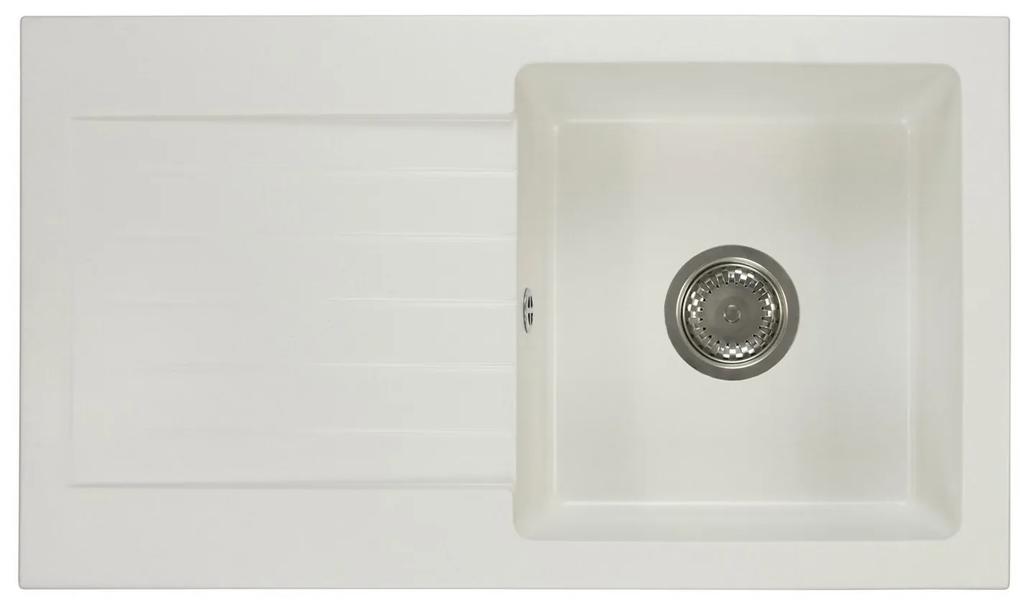 Kuchynský drez Lemmion (biela) (s 3 otvormi pre batériu) (L). Vlastná spoľahlivá doprava až k Vám domov. 1066400