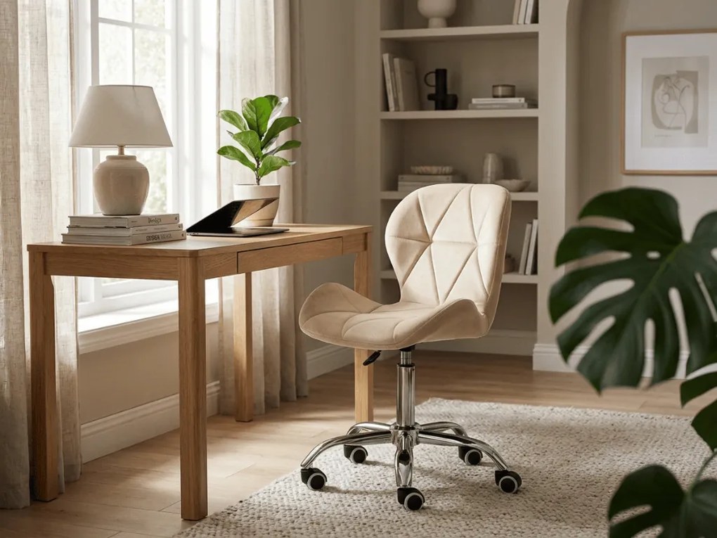 Krémové kancelárske kreslo AVOLA VELVET