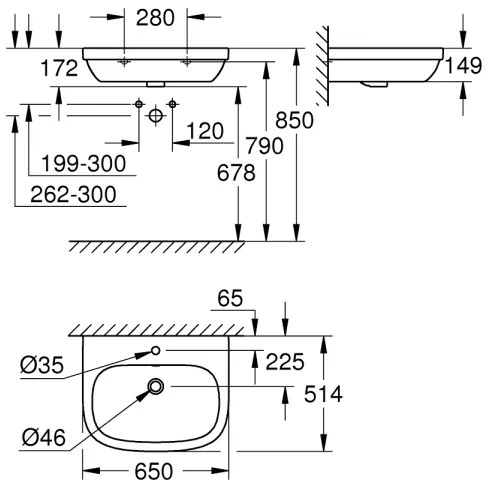 GROHE 39323000 - Umývadlo EURO CERAMIC 650 × 514 mm keramika/biela
