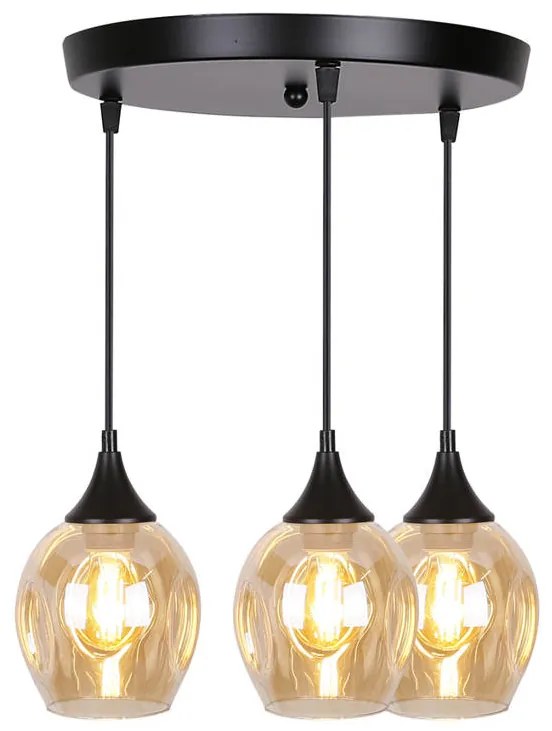 Candellux Čierno-hnedý závesný luster Aspa pre žiarovku 3x E27 s guľatou základňou 33-00613