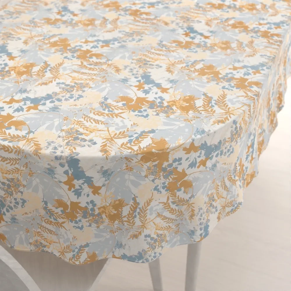 Biante Zamatový oválny obrus Tamara TMR-043 Hnedo-modré designové rastliny 120x200 cm