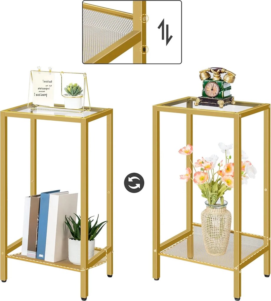 Odkladací stolík Vasagle Lamosa 37 cm číry/zlatý