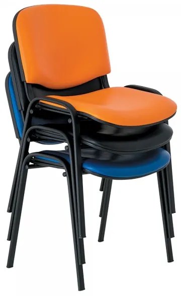 Kožená konferenčná stolička ISO - čierne nohy, oranžová