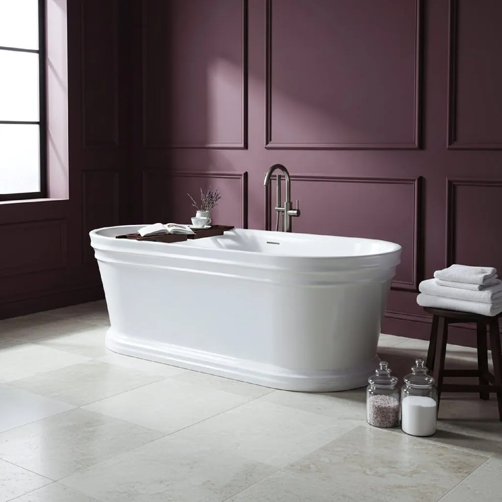 Rea Olivia, voľne stojaca 170x77 cm, biela, zlatý matný click-clack, KPL-W7507