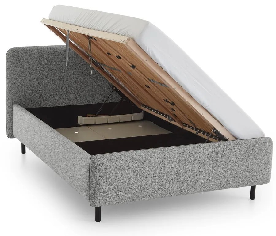 Svetlosivá čalúnená dvojlôžková posteľ s úložným priestorom s roštom 140x200 cm Primo – Meise Möbel