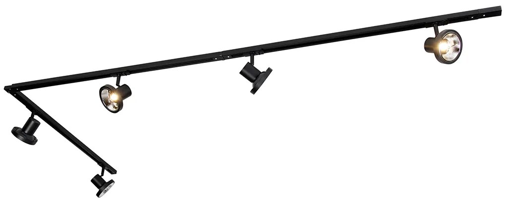 Moderný koľajnicový systém s 5 čiernymi bodovými svetlami 1-fázový 300 cm - Iconic Jeany