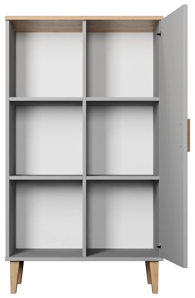 Vitrína DENVER 120 cm sivý/dub hickory