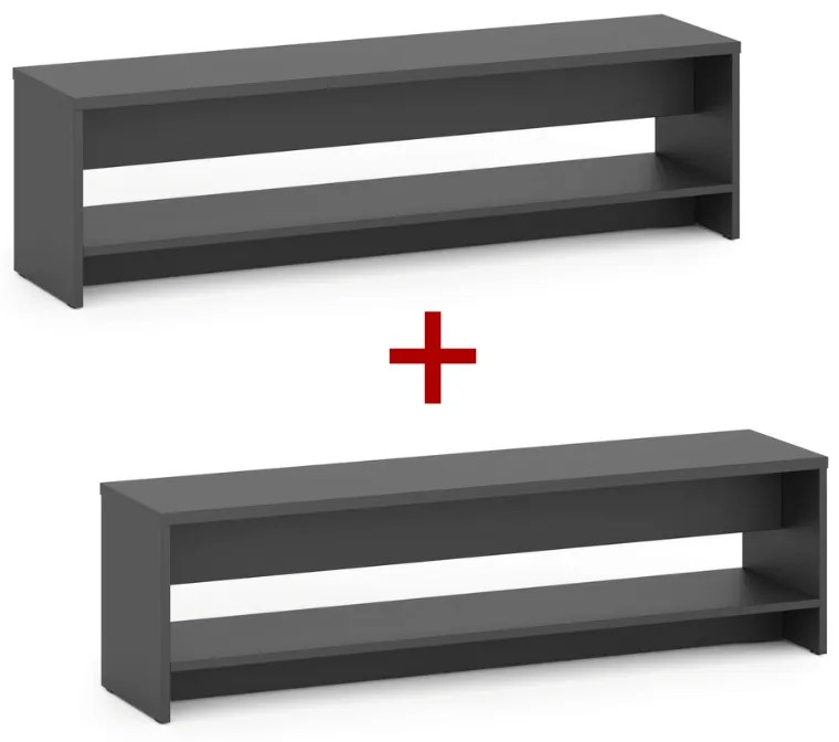 Šatníková lavica s policou na topánky 1+1 ZADARMO, zosilnená, 1500 mm, grafit