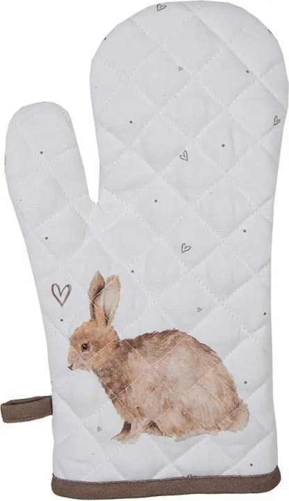 Bavlnená detská chňapka - rukavice s motívom zajačika a srdiečok Bunnies in Love - 12*21 cm