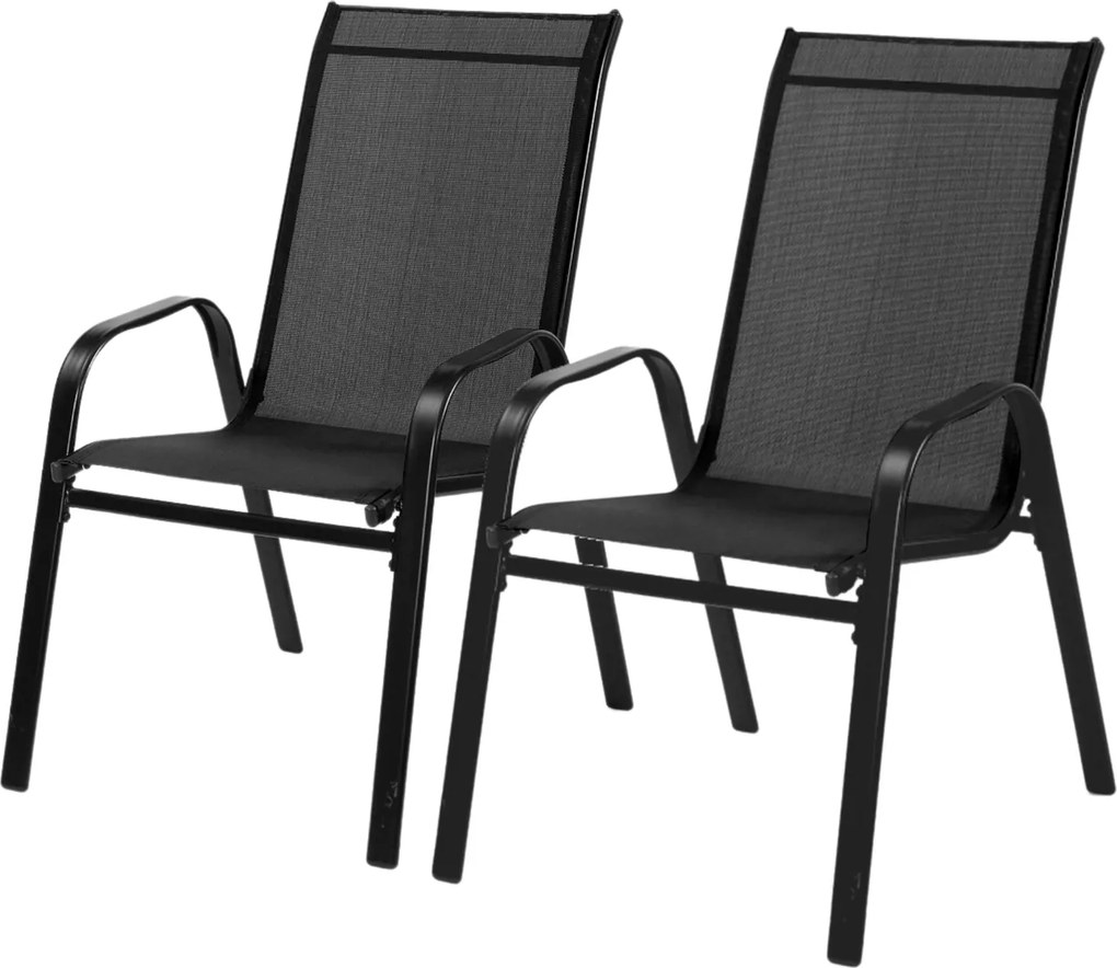 Garden Line SADA 2 ČIERNYCH ZÁHRADNÝCH STOLIČIEK 54 x 70 x 92 CM