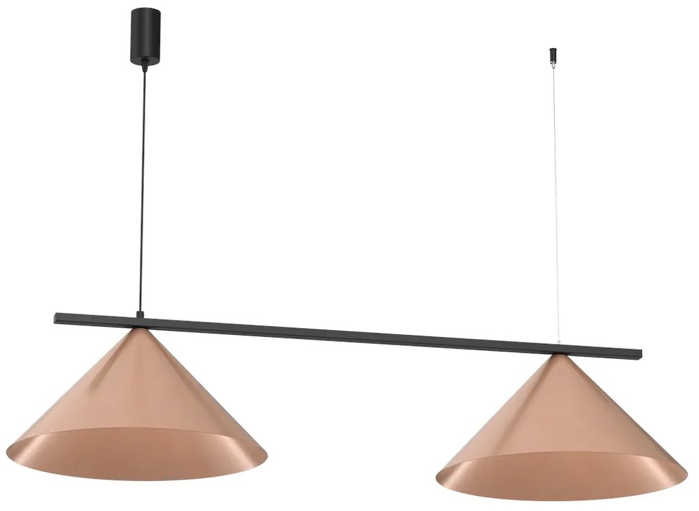 Závesné svietidlo Capital, 2x medené kovové tienidlo, (fi 46cm), b