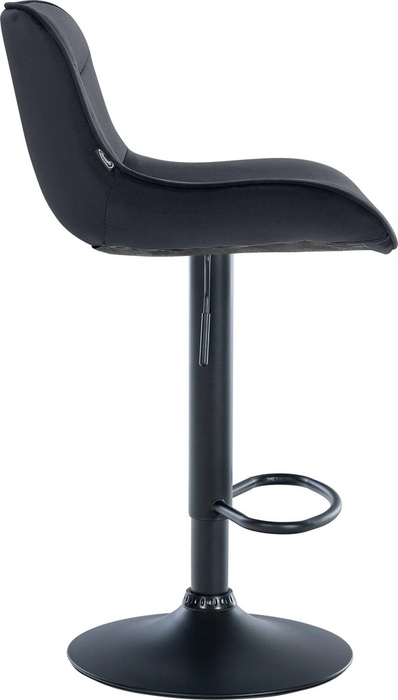 Barová stolička Vonore - zamat, čierny rám - Čierna