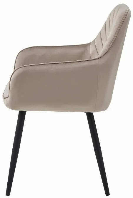 Set dvoch jedálenských stoličiek NANA zamatové, tmavobéžové (čierne nohy) 2 ks