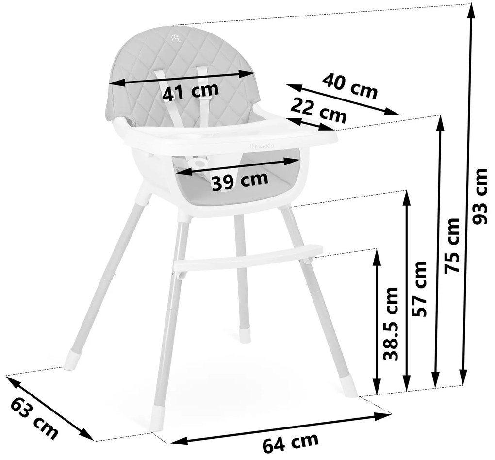 Stolička na kŕmenie Nukido Lilo 700700, šedá