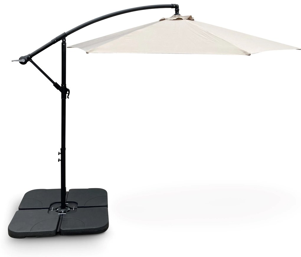 Noela Záhradný slnečník Hook pr. 3m béžový + závažie