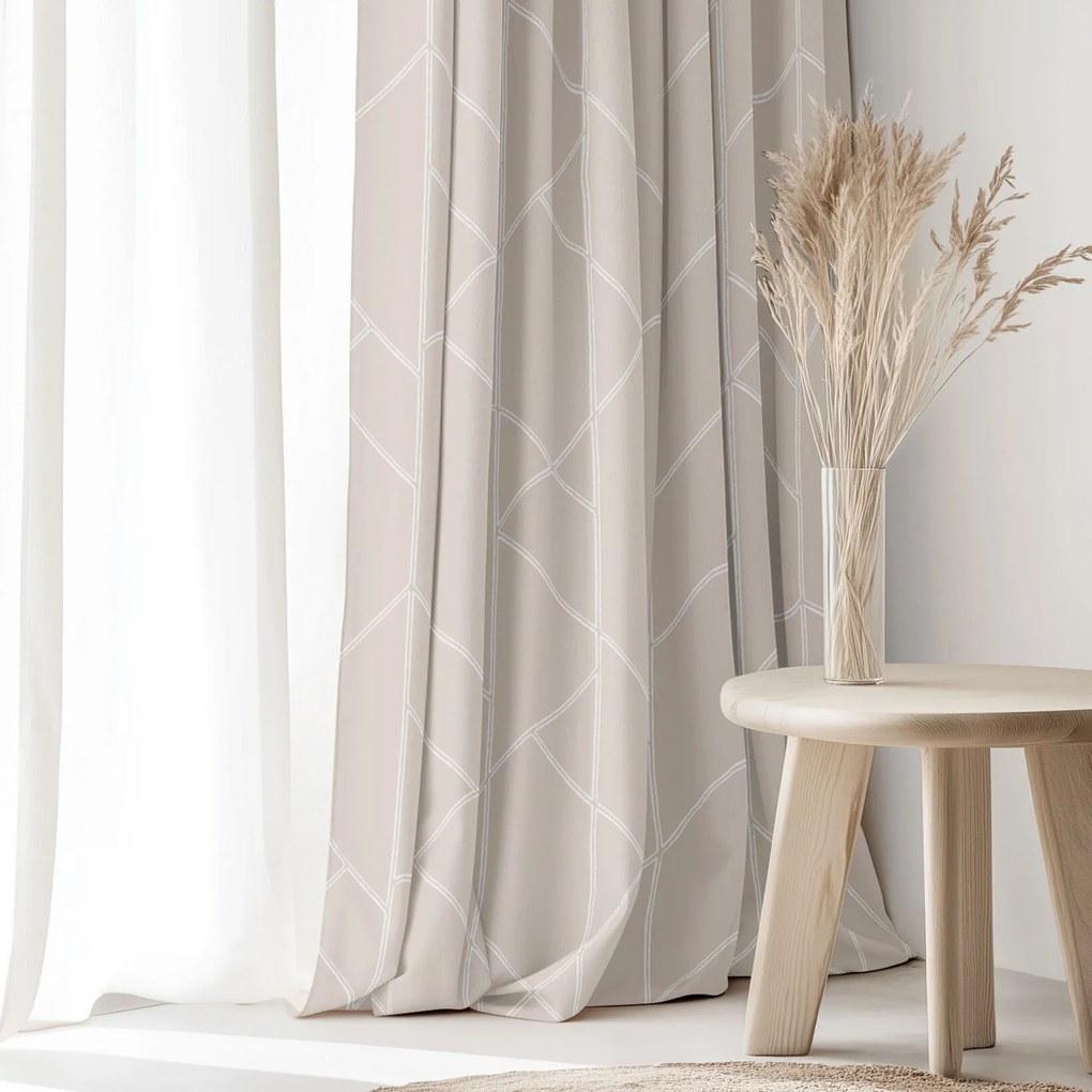 Goldea bavlnený záves - geometrické línie na latte 160x150 cm