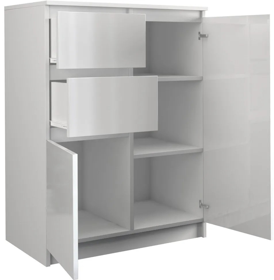 TP Living Komoda 2D2S biela - lesklá