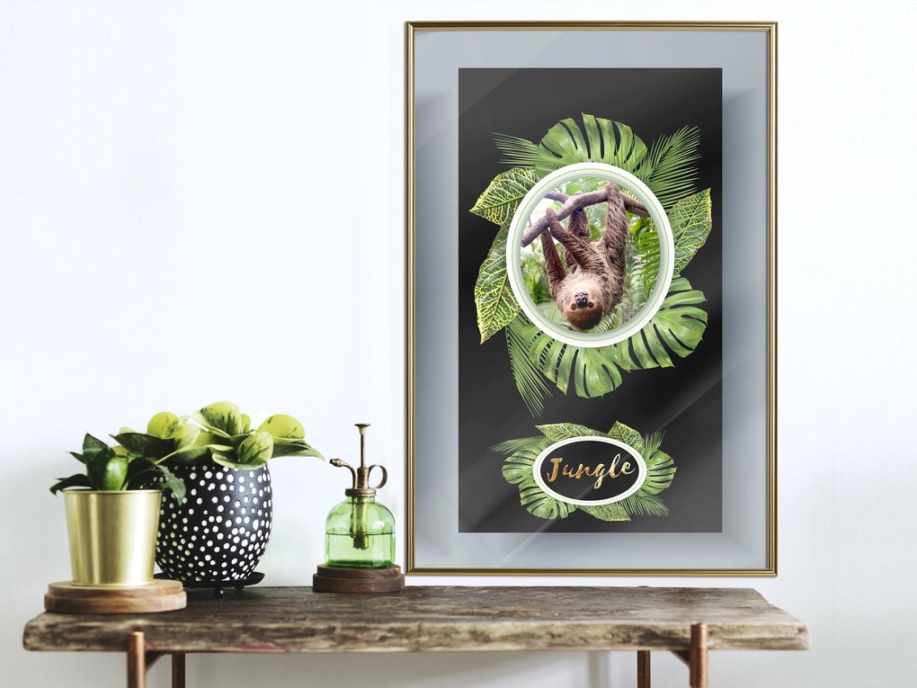 Artgeist Plagát - Sloth [Poster] Veľkosť: 20x30, Verzia: Zlatý rám