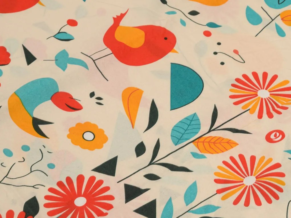 Bavlnené obliečky RETRO BIRD farebné Rozmer obliečky: 2 ks 70 x 90 cm | 200 x 220 cm