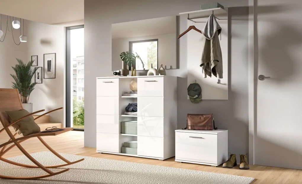 Nástenný šatníkový panel Prego, 55 cm, biely