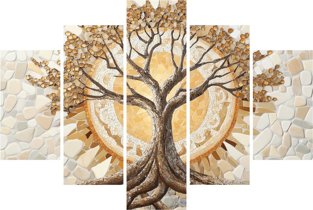 Obraz – Zlatý strom života v mozaike (150x105 cm)