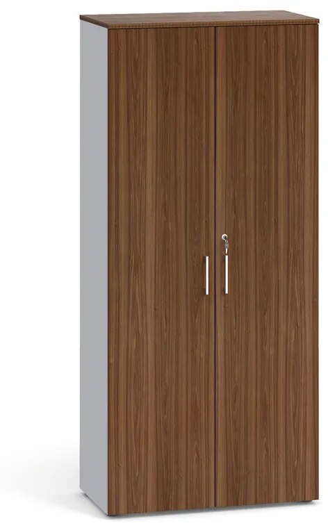 Dvojdverová kancelárska skriňa PRIMO 2023, 1781 x 800 x 420 mm, sivá / orech