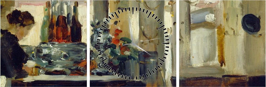Obraz - Style of Edouard Manet, Bon Bock Cafe, reprodukcia (s hodinami) (90x30 cm)