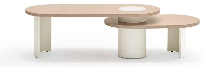 Krémovobiely/v prírodnej farbe konferenčný stolík v dekore jaseňa 50x120 cm Nori – Teulat