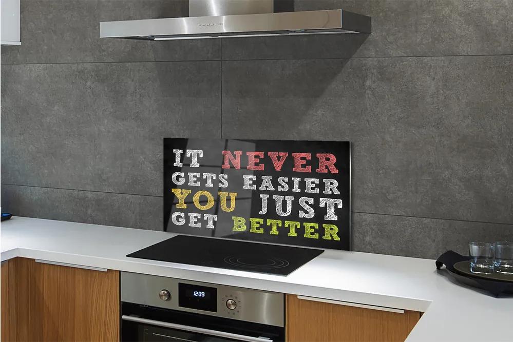 Sklenený obklad do kuchyne farebný nápis 125x50 cm