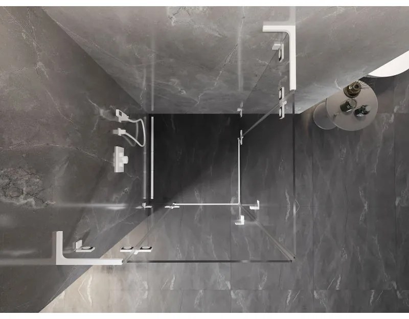 Mexen Lunar, L Duo výklopný sprchový kút 80 x 80 cm, 8mm číre sklo, biely profil, 834L-080L-080P-20-00