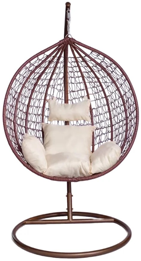 Závesné kreslo BestBerg BBHC-42BN / ratan / hnedá/béžová