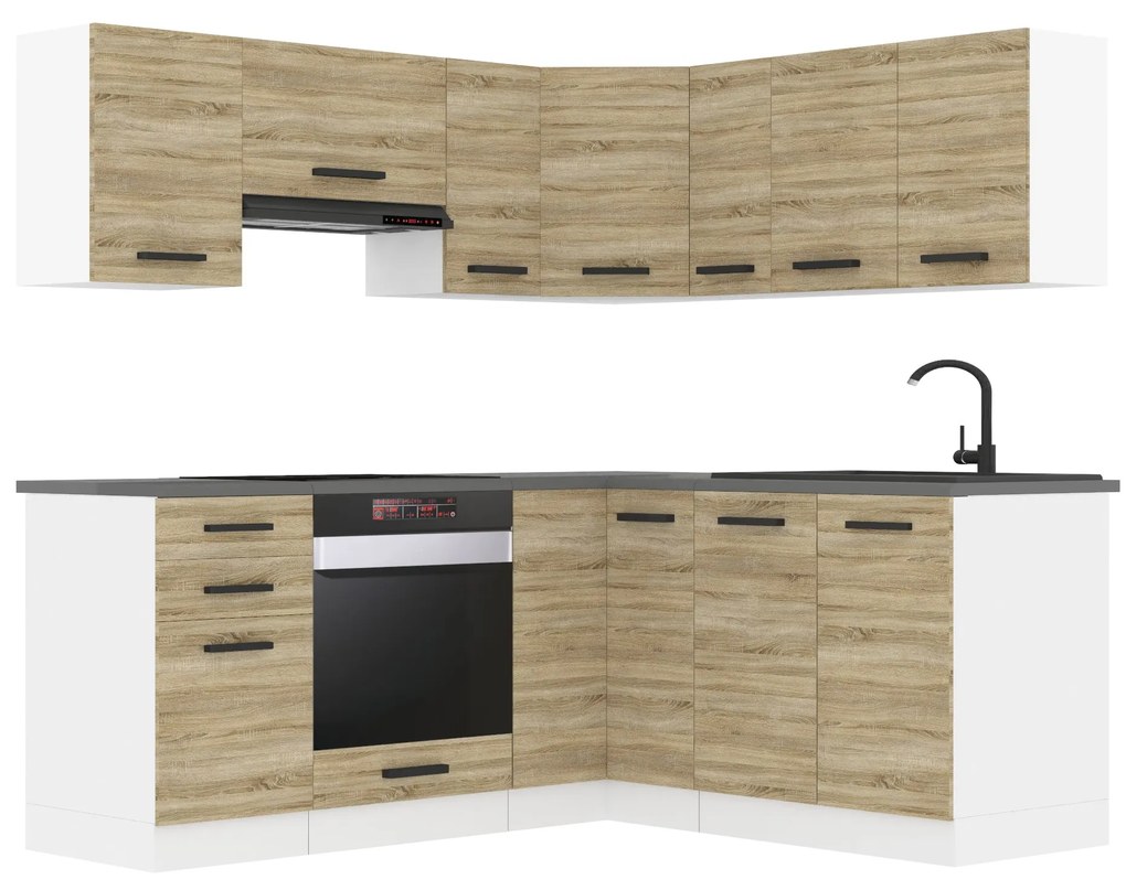 Kuchynská linka Belini Premium Full Version 380 cm dub sonoma s pracovnou doskou SARAH