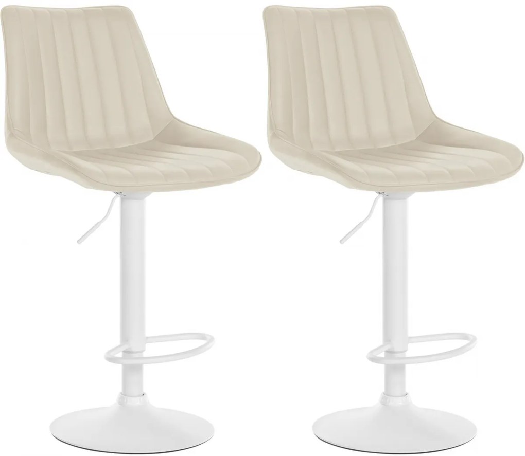 Design-Shop 2x Barová stolička Toni - koženka, biely rám - Krémová