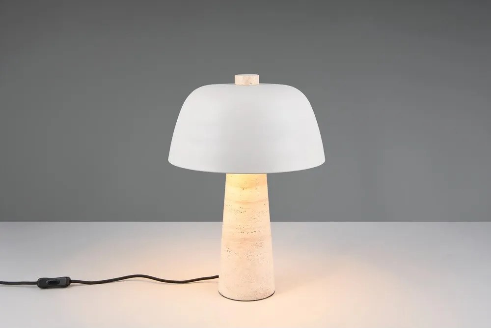 Biela/béžová stolová lampa s kovovým tienidlom (výška 41 cm) Timba – Trio Select
