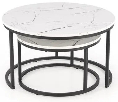 KONFERENČNÝ STOLÍK DAVINO BIELY MRAMOR + ČIERNY
