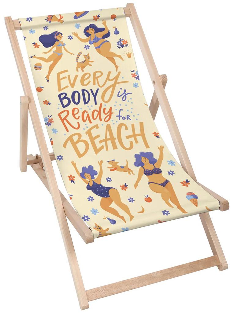 Drevené plážové lehátko Every Body is Beach Body