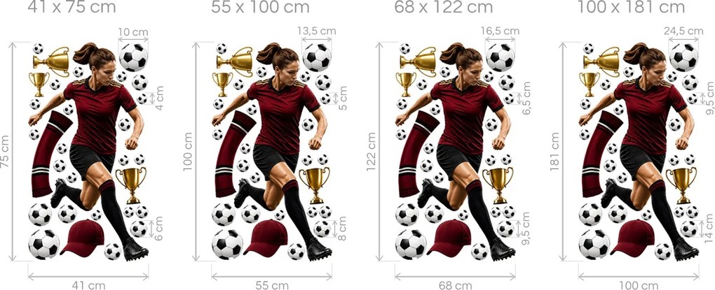 Futbalistka Sparta Praha na prianie športové nálepky na stenu arch 41 x 75 cm