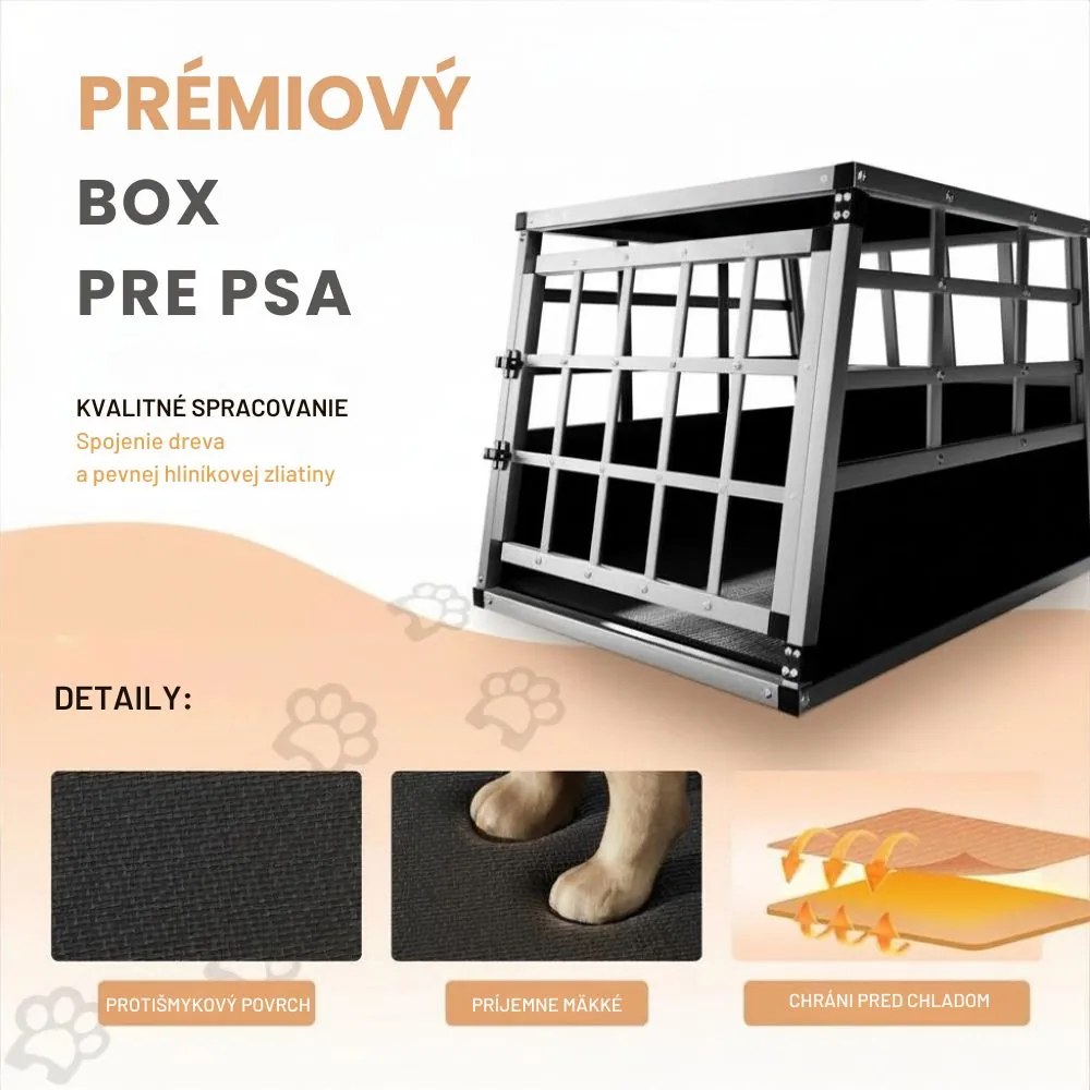 Prepravka pre psa BRUNO, 66x90x72cm, strieborná/čierna Jurhan