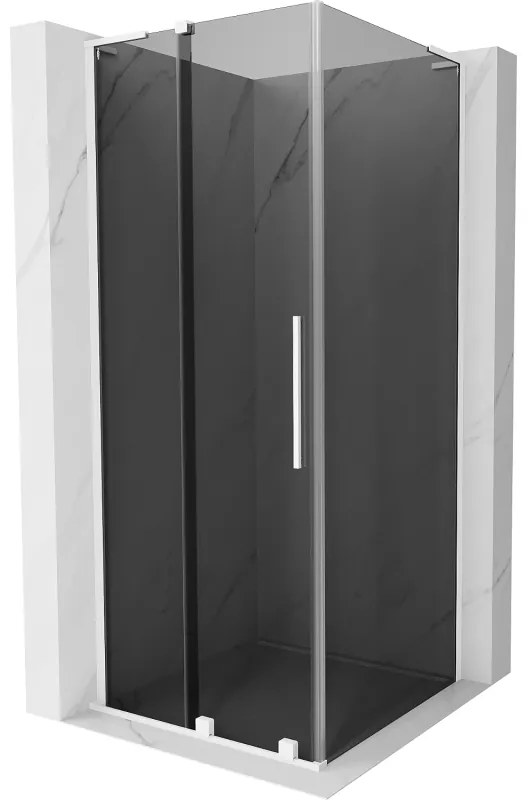 Mexen Velar L, sprchový kút s posuvnými dverami 100 x 100 cm, 8mm šedé sklo, biela matná, 871-100-100-43-20