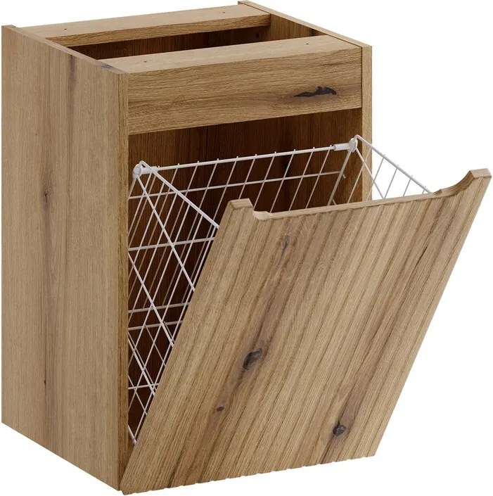 Závěsná umyvadlová skříňka Nova 81-40-39-1DK s košem na prádlo dub coast evoke