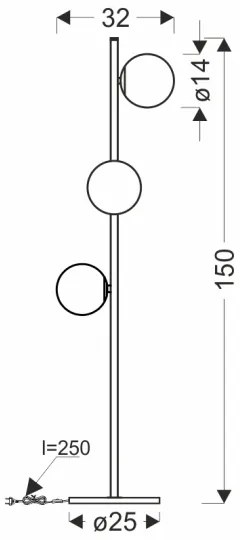 Stojacia lampa KAMA 3xG9/28W/230V čierna/dymová čierna