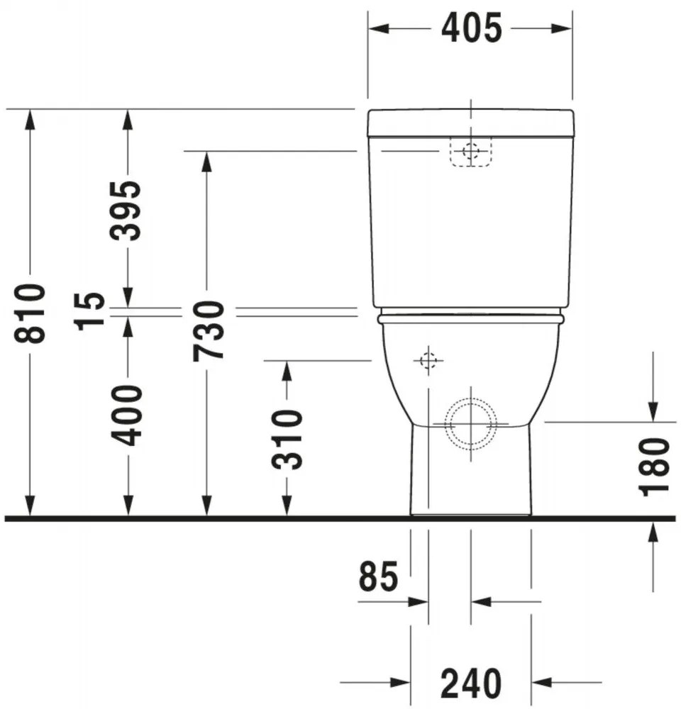 DURAVIT Darling New WC misa kombi s hlbokým splachovaním, Vario odpad, 370 x 630 mm, biela, s povrchom HygieneGlaze, 2138092000