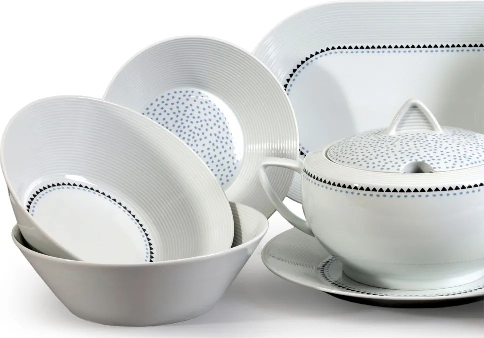 Thun obedová súprava Lea modré kamienky 27-dielná