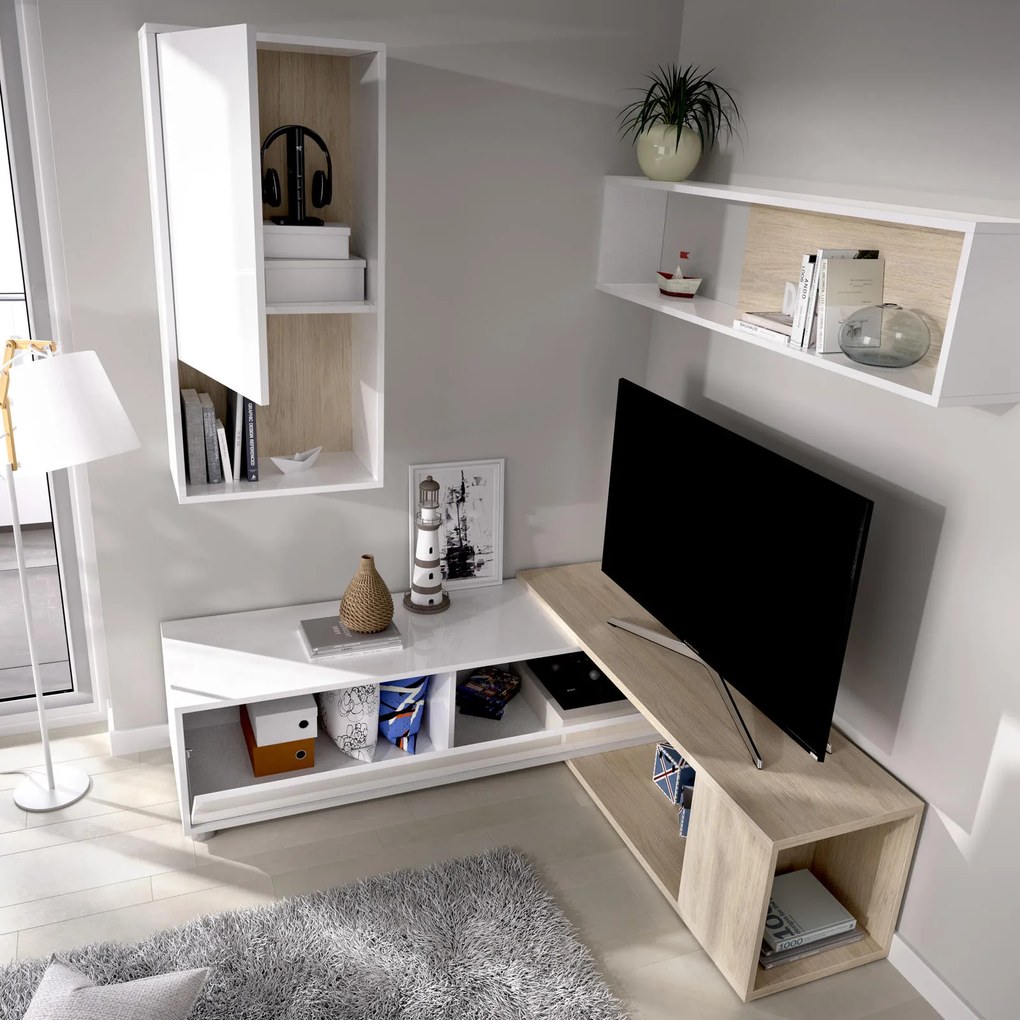 Dizajnová obývacia stena, tri spôsoby zostavenia Obi glossy white