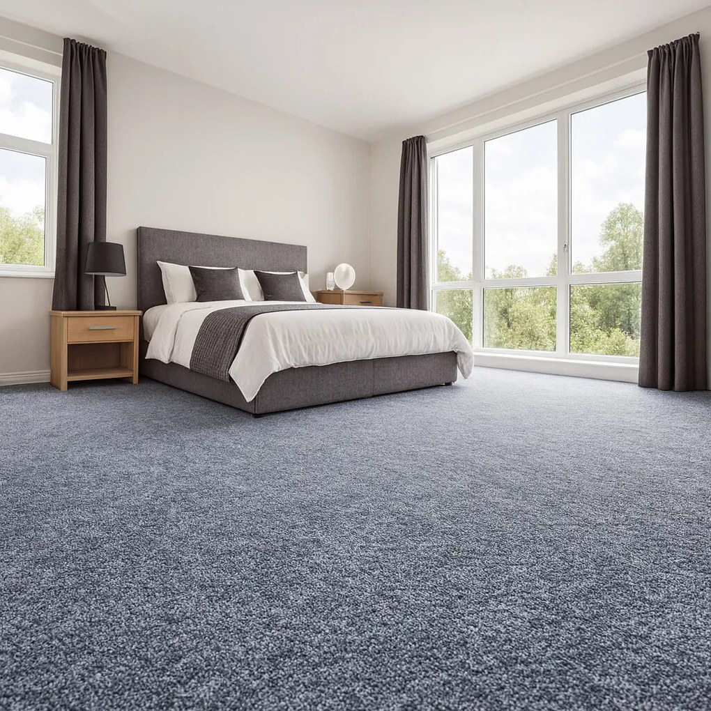 AKCIA: 170x120 cm Kusový koberec Velur Ultra tm. modrý - obšitý zo všetkých strán, šíře, modrá, filc, kancelária, AladinWorld Expres