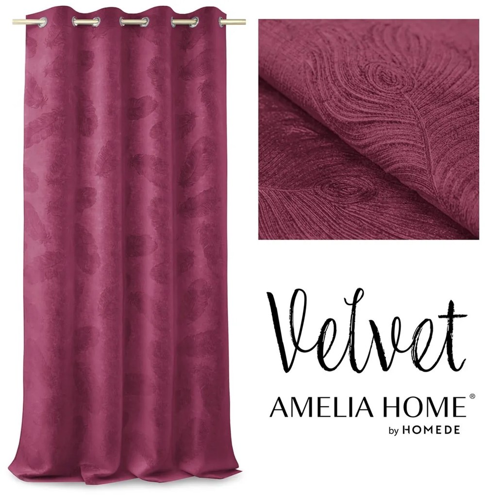 Záves AmeliaHome Velvet Peacock rubín, velikost 135x250