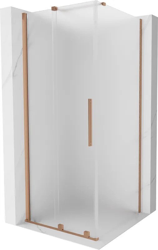 Mexen Velar, sprchový kút s posuvnými dverami 110 x 110 cm, 8mm sklo námraza, medená matná, 871-110-110-31-65