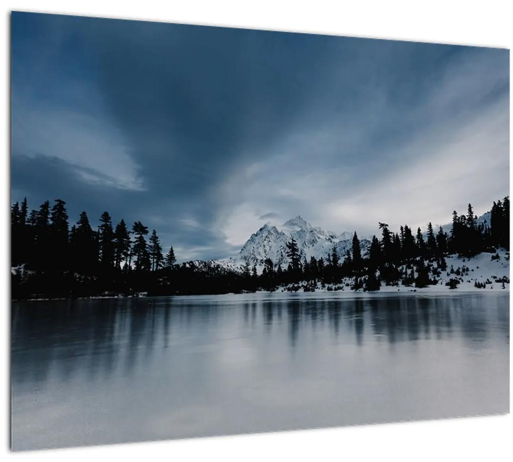 Sklenený obraz - Na zamrznutom jazere (70x50 cm)