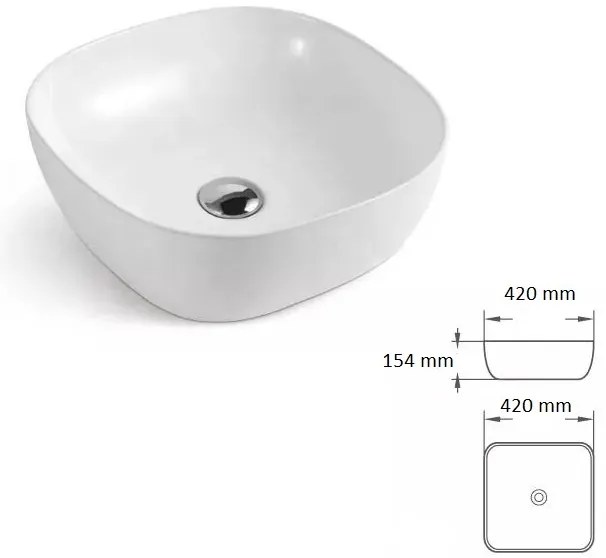 Gamma Kama, umývadlo na dosku 480x370x140 mm, biela lesklá, GMA-UC-KAMA