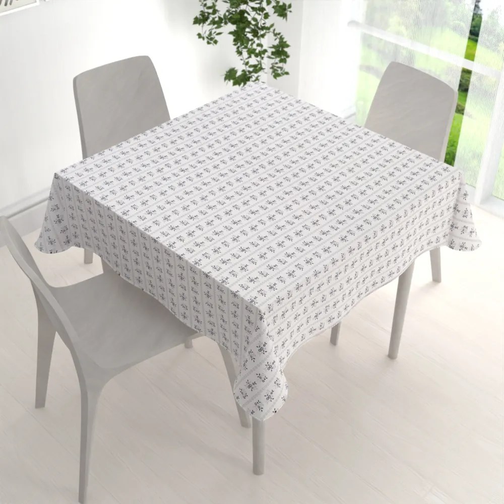 Biante Bavlnený štvorcový obrus Sandra SA-641 Temne modrý ľudový kvetinový vzor na bielom 50x50 cm